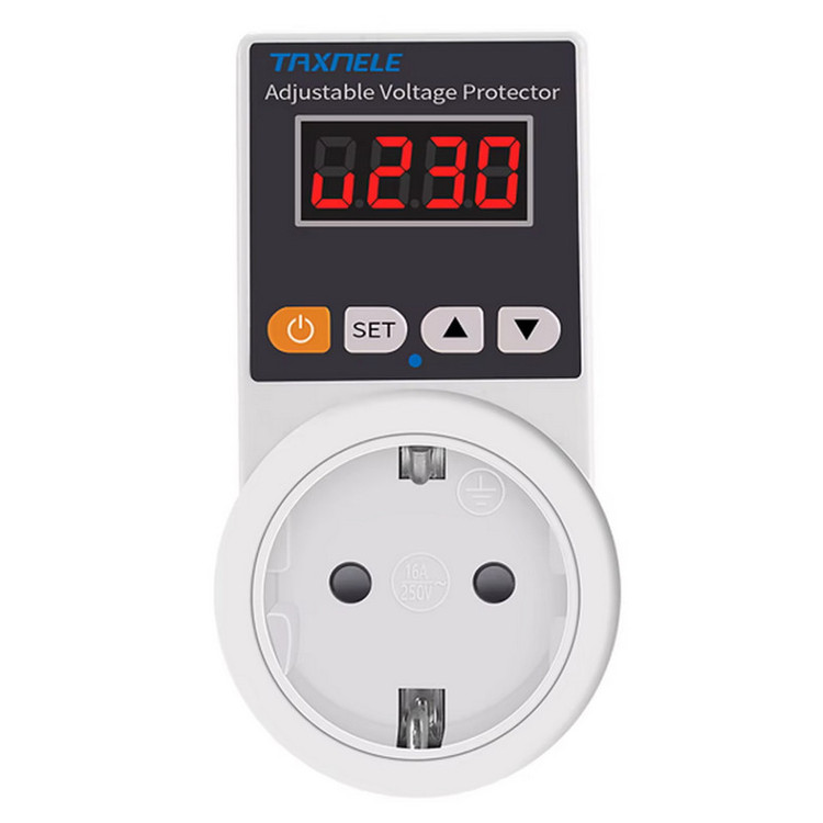 محافظ ولتاژ پلاگین مدل دیجیتال قابل تنظیم 16 آمپر