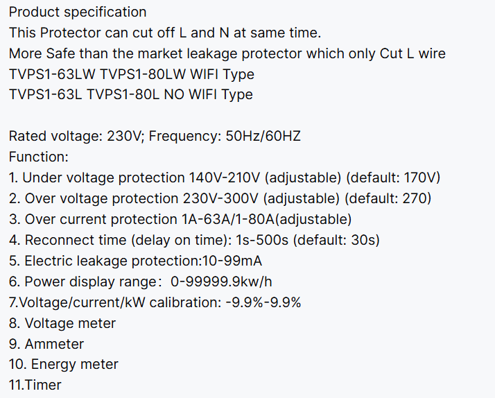 محافظ هوشمند(ولتاژ-جریان-نشتی جریان- نمایش کیلووات مصرفی)