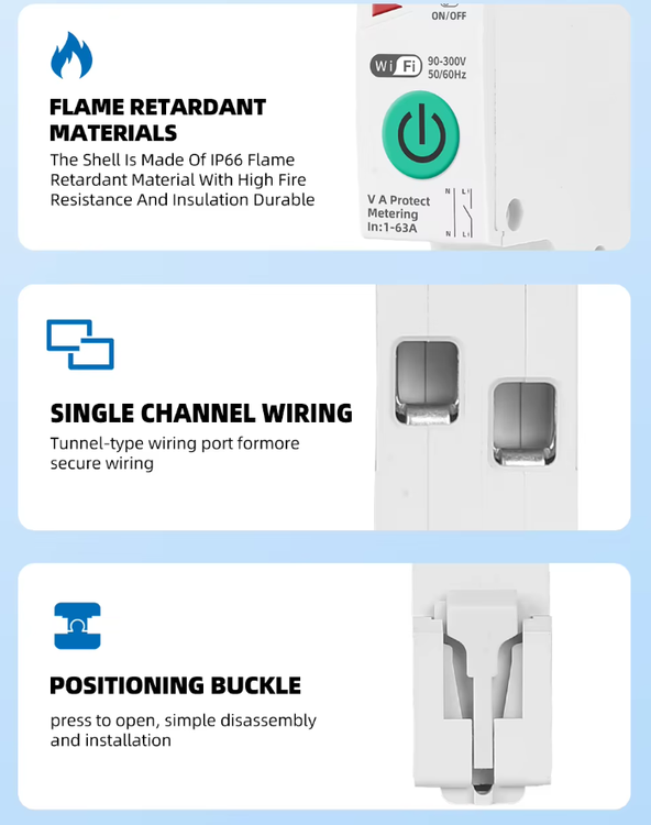 مینیاتوری هوشمند قابل تنظیم 1-63 آمپر (محافظ ولتاژ و جریان)