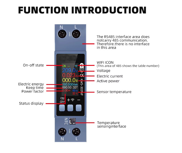 مینیاتوری هوشمند 40 آمپر WIFI (محافظ ولتاژ جریان دما)