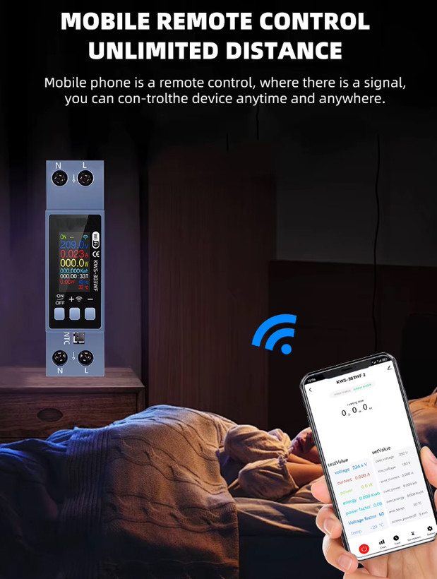 مینیاتوری هوشمند 40 آمپر WIFI (محافظ ولتاژ جریان دما)