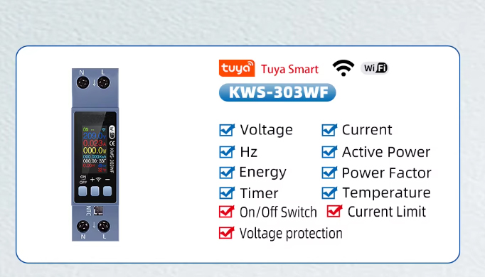 مینیاتوری هوشمند 40 آمپر WIFI (محافظ ولتاژ جریان دما)