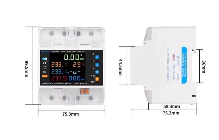 محافظ هوشمند سه‌فاز WiFi دوطرفه Taxnele مدل 100A