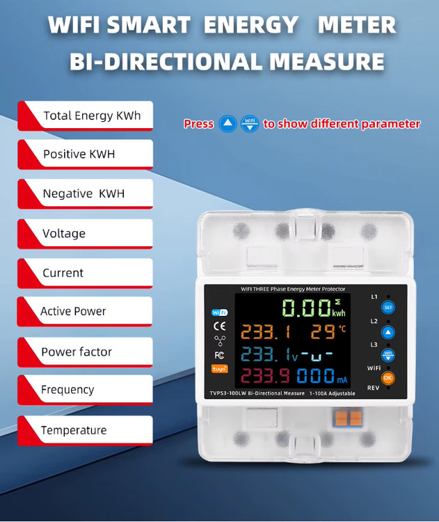 محافظ هوشمند سهفاز WiFi دوطرفه مدل 100A