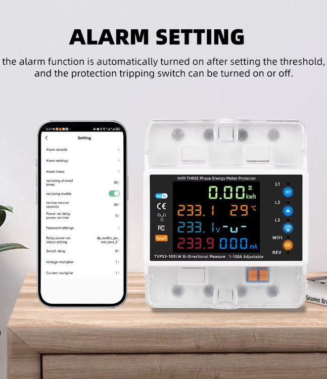 محافظ هوشمند سهفاز WiFi دوطرفه مدل 100A