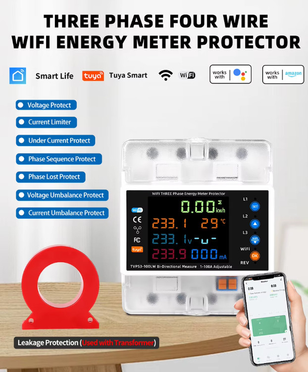 محافظ هوشمند سهفاز WiFi دوطرفه مدل 100A