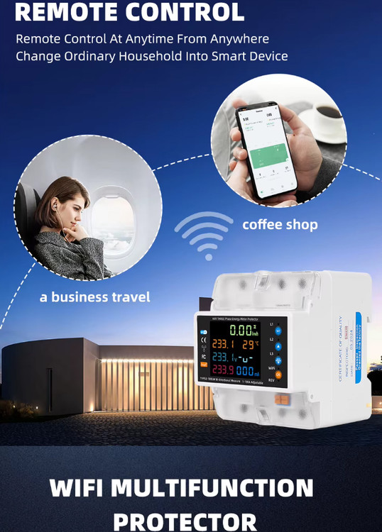 محافظ هوشمند سهفاز WiFi دوطرفه مدل 100A