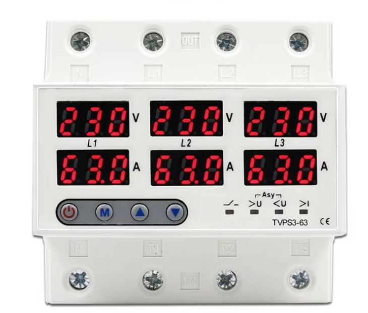 محافظ ولتاژ جریان سه فاز دیجیتال 63 آمپر