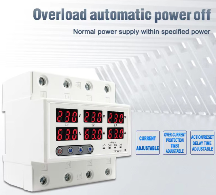 محافظ ولتاژ جریان سه فاز دیجیتال 63 آمپر