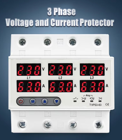 محافظ ولتاژ جریان سه فاز دیجیتال 63 آمپر