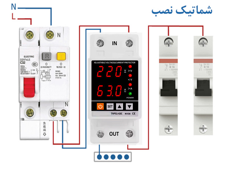محافظ ولتاژ جریان 63 آمپر مدل TVPS1-63C